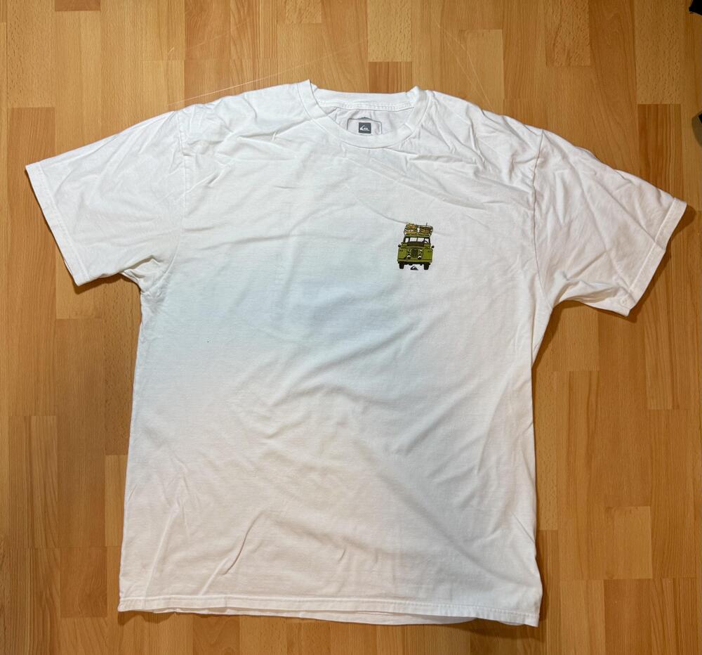 Quiksilver Shirt Mens XL White Waterman Collection Surf Car Graphic Tee Beach